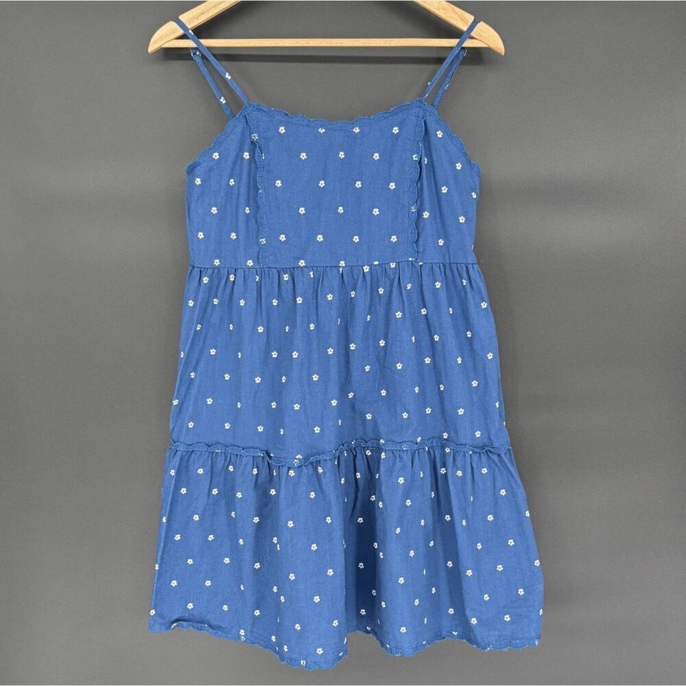 Aeropostale Women's Ditsy Floral Print Tiered Sleeveless Dress M Blue Cottage